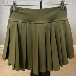 Aerie Green Skater Mini Skirt with Pleats